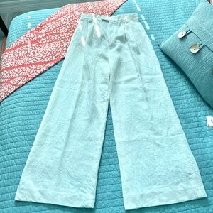 Zara Cream Linen Blend High Rise Pants Sz M